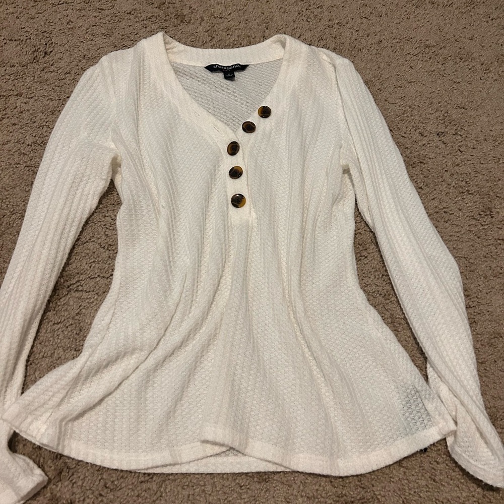 Women's White Button-Detail Top
